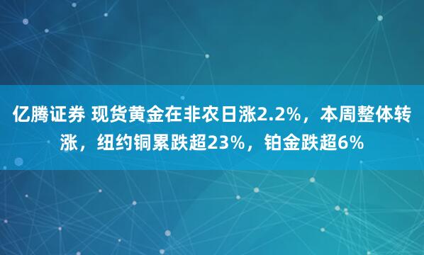 亿腾证券 现货黄金在非农日涨2.2%，本周整体转涨，纽约铜累跌超23%，铂金跌超6%